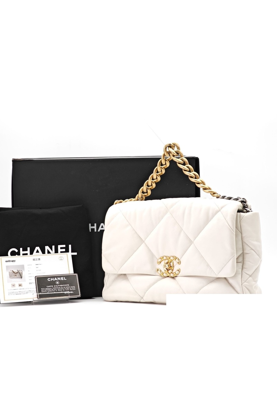 Chanel Lambskin Chanel 19 Mini Bag Flap White